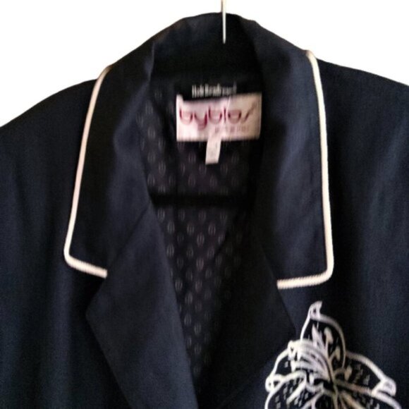 Vintage 90s navy blue chic Italian Byblos embroidered blazer jacket - Picture 9 of 11